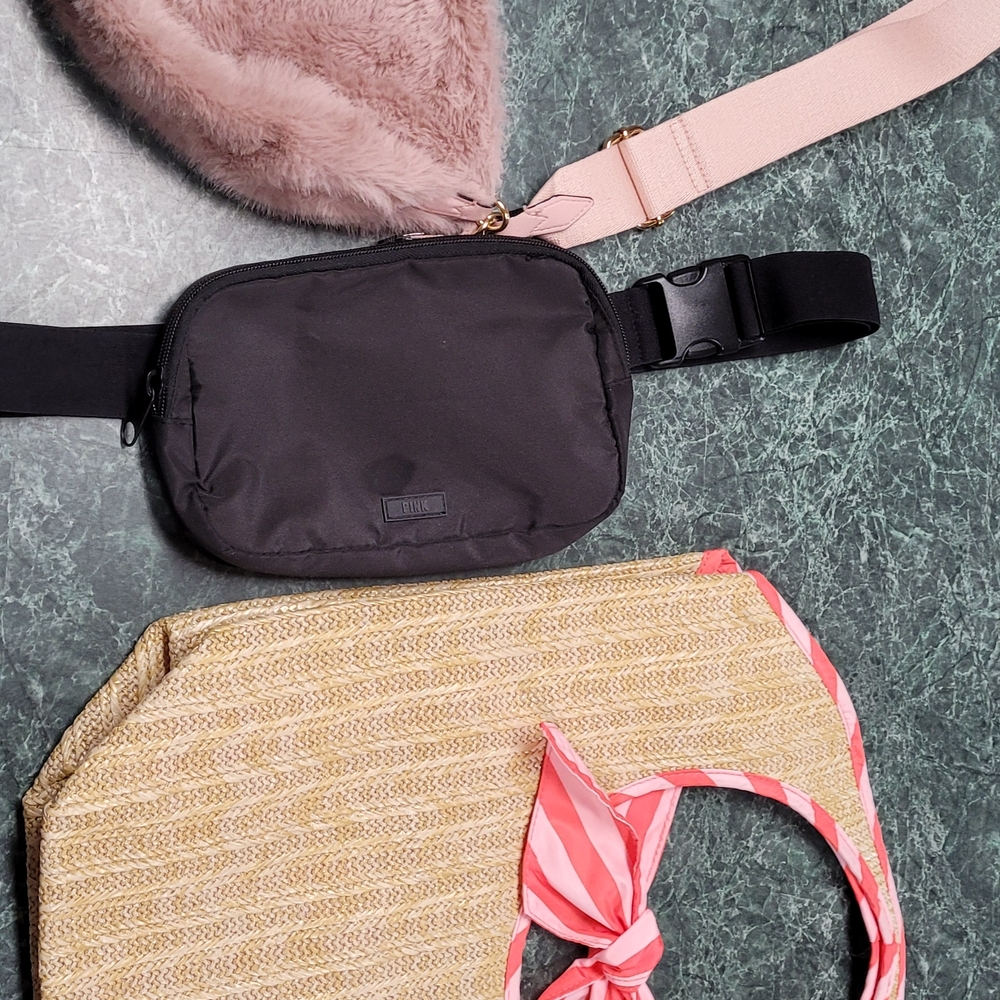 Victoria's Secret Black and Pink Shoulder Bag